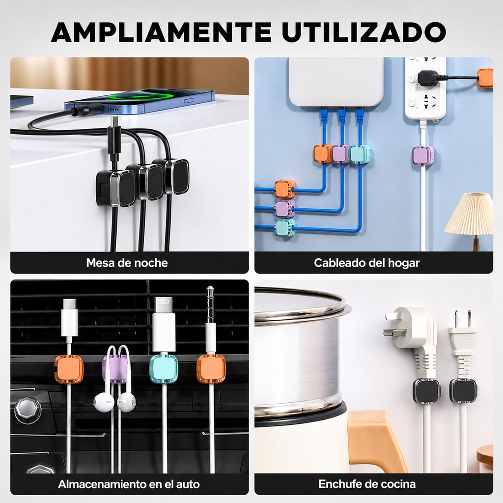 Pack X6 Organizadores De Cables Magnetico Adhesivo Reforzado