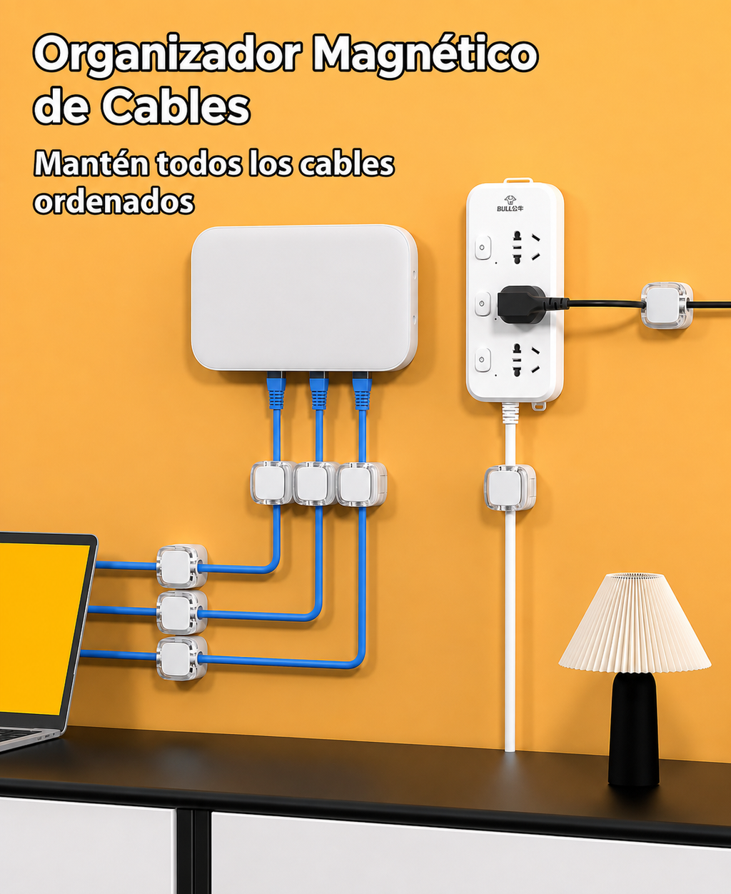 Pack X6 Organizadores De Cables Magnetico Adhesivo Reforzado